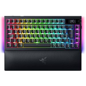 Razer BlackWidow V4 Pro 75% - Tastiera da gioco wireless sostituibile a caldo - Display OLED (ghiera dei comandi, 4K Hz e connettività Bluetooth, poggiapolsi magnetico) Layout US ISO | Nero