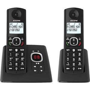 ALCATEL F530 Voice Duo - Telefono fisso cordless DECT con segreteria - Grande display retroilluminato - Vivavoce - Funzione blocco chiamate - 2 tasti di memoria diretta - 2 portatili - Nero