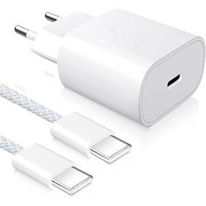 YISH 25W Caricatore USB C Caricabatterie： Alimentatore USB C PD 3.0 USB Tipo C 3A Caricatore Rapido con 60W Cavo Type-C to Type-C