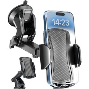 Hoppac Porta Cellulare Auto, Supporto Telefono Auto Universale Ventosa per Cruscotto e Parabrezza, Rotazione 360 Gradi e Rilascio Rapido, per Smartphone 4-7 in