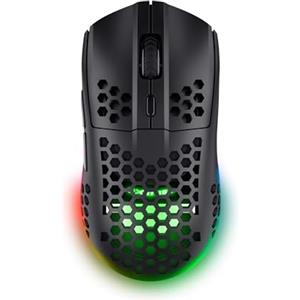 Trust Gaming GXTrust 929 Helox Mouse Gaming Wireless Superleggero 75g, 80h di Durata Batteria, 2.4GHz Ricevitore USB, Regolazione DPI (800-4800), Illuminazione LED, Mouse Wireless Ricaricabile - Nero