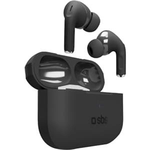 SBS Air Kab Max TWS - Cuffie Auricolari In-Ear True Wireless Stereo, Custodia con Ricarica Wireless, Hall Switch, Dual Leader, Autonomia 5h, Comandi Touch, per Smartphone, Tablet, Laptop, Nero