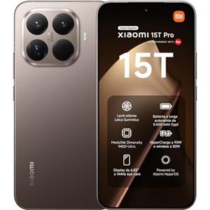 XIAOMI 15T Pro, Smartphone 12+256GB, Display Eye-care da 6,83" 144Hz, MediaTek Dimensity 9400+, Teleobiettivo Leica 5x Pro da 50MP, 5500mAh, Garanzia 2 Anni, Marrone Moka, Caricabatterie non incluso