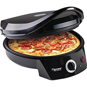 Bestron Forno elettrico per pizza fino a 230 °C, con calore superiore/inferiore, per pizza fatta in casa o surgelata, torte fiamme, quiche o involucri fino a Ø 27 cm, 1800 Watt, colore: nero