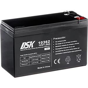 DSK 10362 - Batteria al piombo AGM sigillata e ricaricabile ad alta scarica da 12V 7,2Ah Ideale per UPS-SAI, sistemi di sicurezza e comunicazione, luci di emergenza