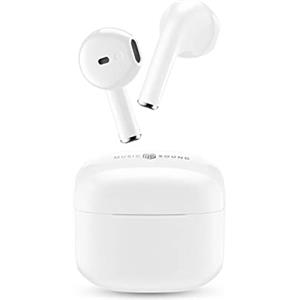 Music Sound AirPods Music Sound SWAG Auricolari Wireless a Capsula, Bluetooth, 20 Ore di Riproduzione, Auto Pairing, Controlli Touch, Case Compatto - Bianco