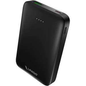 UNIQO Power Slim 10K - Power Delivery 22.5W (PD 3.1 PPS), Power Bank Sottile da 10.000mAh, USB-C, USB-A, PowerBank con Ricarica Rapida, Caricabatterie Portatile da Viaggio, Design Compatto, Nero