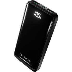 UNIQO Power LCD 10K - Power Delivery 22.5W (PD 3.0 PPS), Power Bank da 10000mAh, Display LCD, USB-C, USB-A, PowerBank con Ricarica Rapida, Caricabatterie per iPhone, Portatile da Viaggio, Nero