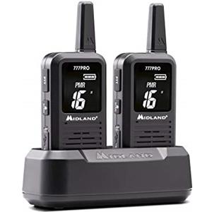 Midland - Walkie Talkie 777 Pro, 2 Ricetrasmittenti Professionali per Security, 85 Canali - 16 PMR446/69 LPD, 38 CTCSS e 104 DCS, Autonomia 14H, Copertura 6Km, Display Digitale, Batterie Ricaricabili
