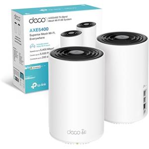 TP-Link Deco XE75 Pro Router Mesh WiFi 6E, AXE5400Mbps Tri-Band, Nuova Banda da 6 GHz, Porta Ethernet da 2,5 Gbps, AI Mesh, Ripetitore WiFi, Access Point, Alexa, 2 Pezzi con Copertura fino a 500㎡