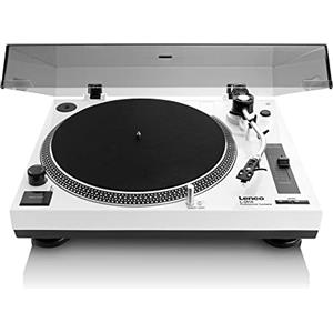 Lenco L-3810 Giradischi con azionamento diretto - Giradischi DJ - 33/45 giri/min - Pitch Control - Sistema di pickup magnetico - Illuminazione ago - Pitch Control - Bianco