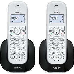 VTech CS1501 Telefono Cordless Casa Duo, Telefono fisso DECT con vivavoce e blocco chiamate, doppia ricarica, identificatore di chiamata, LCD Display retroilluminato e tastiera, modalità ECO, Bianco
