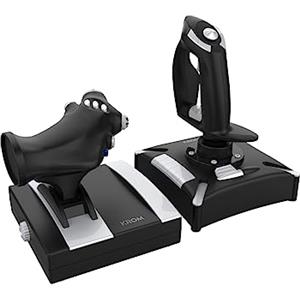 KROM K-FLIGHT - Set di joystick, simulatori di volo, stick per acceleratore/sterzo, modalità di vibrazione interna, impugnatura sintetica, 2 assi, 2 POV, 16 pulsanti, PC, PS4, Xbox One, Nero