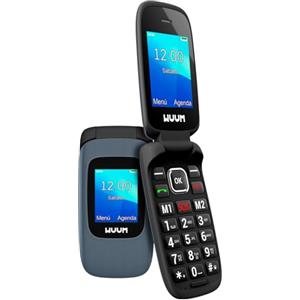 WUUM CLAP - Telefono Cellulare con sportello a doppio schermo | Tasti e numeri grandi | 2 Memorie dirette e Pulsante SOS | Bluetooth | Grande batteria 800mAh | USB-C (Titanium)