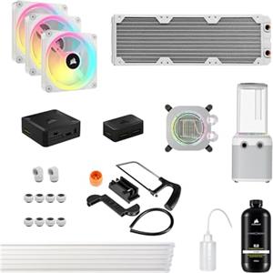 CORSAIR Hydro X Series iCUE LINK XH405i Kit Custom Loop - Waterblock per CPU XC7 ELITE - Pompa Serbatoio XD5 ELITE D5 - Radiatore XR5 da 360 mm - 3 Ventole QX120 RGB - Bianco