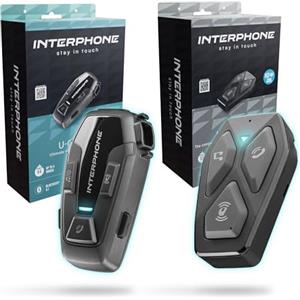 INTERPHONE Interfono moto coppia U-COM 7R e U-COM 3HD, Bundle di 2 interfoni moto pilota-passeggero, Interfono casco con Bluetooth 5.1 per comunicazione di gruppo fino a 4 utenti, Impermeabile IP67