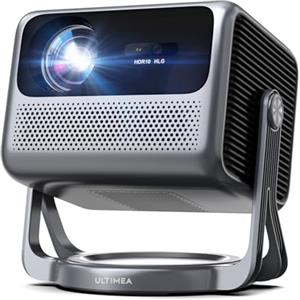 ULTIMEA Proiettore con Dolby Audio, Supporto 4K, Proiettore Portatile per Android TV 11.0, Design Libero da Cavalletto con Gimbal 90°, 600 ANSI Lumen, Bluetooth, Nova C40