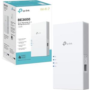 TP-Link WiFi 7 RE220BE Ripetitore WiFi Dual-Band BE3600Mbps, 1 Porta Gigabit, Potente per Casa, Compatibile con Tutti i Box Internet, 160 MHz, MLO, 4K-QAM, Multi-Rus