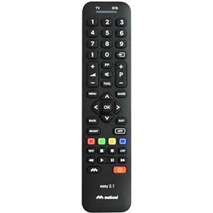 Meliconi Easy 2.1 Telecomando Universale 2 in 1, sostituisce e raggruppa i telecomandi di 1 TV e 1 Decoder, tastiera completa, tasti specifici per smart TV.