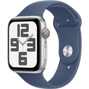 Apple Watch SE (2ª gen.) GPS + Cellular 44 mm Smartwatch con cassa in alluminio Argento e Cinturino Sport Denim - M/L. Tracker per il fitness e il sonno, app Battito, Rilevamento incidenti