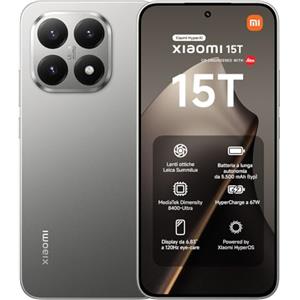 Xiaomi 15T, Smartphone 12+512GB, Display da 6,83" 120Hz, MediaTek Dimensity 8400-Ultra, Obiettivo ottico Leica Summilux da 50MP, 5500mAh, Garanzia 2 Anni, Titanio, Caricabatterie non incluso