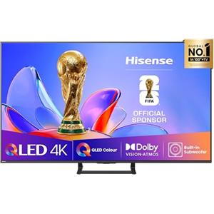 Hisense TV 75" QLED 4K 2025 75A72Q, Smart TV VIDAA U8, Dolby Vision, HDR 10+, Game Mode Plus, Dolby Atmos 2.1 con Subwoofer, Alexa Built-in, VIDAA Voice, Tuner DVB-T2/S2 HEVC 10, lativù 4K, 75''