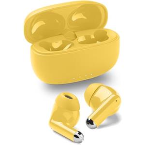 Music Sound DRIFT auricolari Bluetooth wireless in-ear con custodia compatta colorata, auto pairing, comandi touch, fino a 22 ore di riproduzione, ottimali per musica e chiamate, giallo