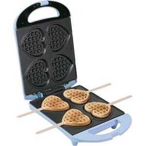 Bestron Piastra per waffle a forma di cuore con manico antiaderente per waffle a forma di cuore, ideale per feste di compleanno per bambini, Pasqua e Natale, colore: blu
