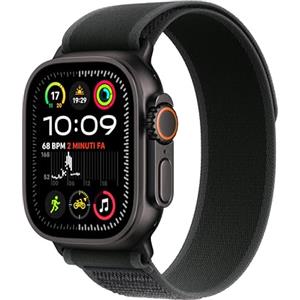 Apple Watch Ultra 2 GPS + Cellular 49 mm Sportwatch con robusta cassa in titanio Nero e Trail Loop Nero - S/M. Fitness tracker, GPS di precisione, tanta autonomia, luminoso display Retina