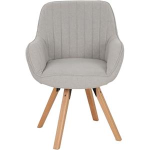 MEUBLE COSY Sedie da Pranzo Girevole a 360° Poltrona da Toelette Imbottite con Schienale e Braccioli per soggiorno cucina ufficio in Tessuto Gambe in Legno, Beige