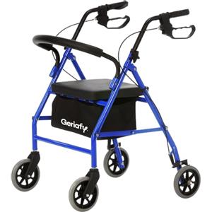 Geriafy - Deambulatore per Anziani Pieghevole e Leggero | Girello 4 Ruote con Seduta Imbottita, Freni e Cestino Porta Oggetti | Rollator Regolabile per Interno ed Esterno | Supporto Camminata