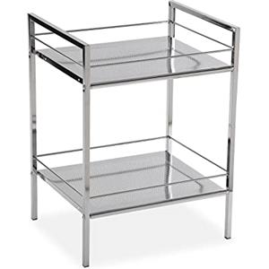 VERSA Hannover Mobile Bagno, Mobiletto Bagno Salvaspazio, Mobiletti, Scaffale portaoggetti con 2 Ripiani, Misure (A x L x l) 53 x 31 x 39 cm, Acciaio, Colore Argento