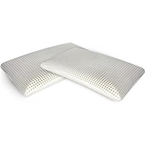 Dmora Talamo Italia - Set di 2 Cuscini per letto, 100% Made in Italy, Guanciale ergonomico a saponetta in Memory Foam forato, Anallergico e Traspirante, 70x40xh12 cm