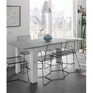 Dmora - Tavolo allungabile Midland, Consolle estensibile per sala da pranzo, Tavolo apribile da cucina con prolunga, 140/190x90h78 cm, Cemento e Bianco