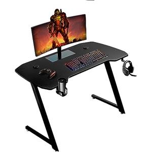 Baroni Home Scrivania Gaming per Computer Ergonomica con Supporto e Gancio Cuffie e Porta Bicchiere, Tavolo da Gioco in MDF e Acciaio, 120x60 cm