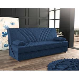 Dmora Divano letto 3 posti in tessuto con cassettone contenitore, 184x80x86 (Blu)