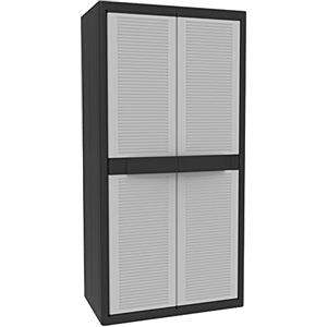 Terry, Jumbo Cab 3900 Qblack, Armadio da Esterno Interno a Due Ante, Divisorio Verticale e 4 Ripiani. Materiale: Plastica, Dimensioni: 89,7x53,7x180 cm