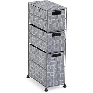 VERSA Nilo Mobile Ausiliario per Il Bagno, Scaffale da Bagno con 3 Ceste per la Conservazione, Dimensioni (al x L x An) 57 x 15,5 x 28 cm, Plastica Testurizzata, Grigio