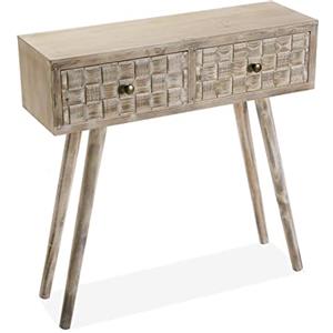 VERSA Anish Consolle Ingresso, Tavolo Consolle, Tavolino Ingresso, Tavolo Salotto, con 2 cassetti, Misure (A x L x l) 81,5 x 25 x 80 cm, Legno, Colore Marrone e Grigio