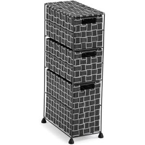 VERSA Nilo Mobile Ausiliario per Il Bagno, Scaffale da Bagno con 3 Ceste per la Conservazione, Dimensioni (al x L x An) 57 x 15,5 x 28 cm, Plastica Testurizzata, Nero