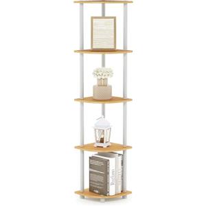 Furinno Libreria ad Angolo Beech and White 5 livelli