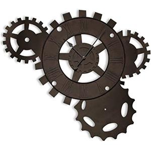 VERSA Volga Orologio da parete Decorativo per cucina, soggiorno, sala da pranzo o camera da letto, Misure (A x L x l) 71 x 4,3 x 51 cm, Metallo, Colore Marrone e nero