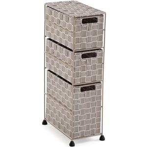 VERSA Nilo Mobile Ausiliario per Il Bagno, Scaffale da Bagno con 3 Ceste per la Conservazione, Dimensioni (al x L x An) 57 x 15,5 x 28 cm, Plastica Testurizzata, Beige