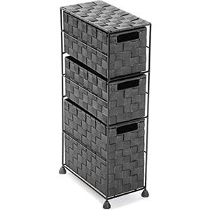 VERSA Mannheim Mobile Bagno, Mobiletto Bagno Salvaspazio, Mobiletti, Cassettiera con 3 cassetti per organizzare, Misure (A x L x l) 57 x 28 x 15,5 cm, Nylon, Colore Grigio Chiaro