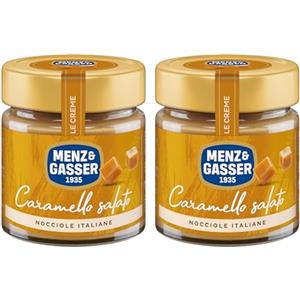 Menz&Gasser, Crema Spalmabile al Caramello Salato, Confezione da 2x200g, con Nocciole Italiane, Perfetta per Farciture e Dolci Gourmet