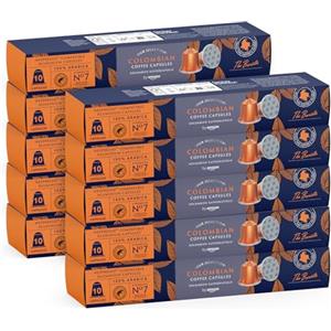 by Amazon Caffè Colombiano Compatibili Nespresso, Tostatura media, 100 Capsule Alluminio, 10 unità, confezione da 10 - Certificato Rainforest Alliance