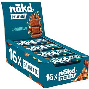 Nākd. Protein Caramello | Barrette Proteiche | 7g di Proteine Vegetali | 100% Ingredienti Naturali | Senza Zuccheri Aggiunti | Vegan | 16 x 45g | 720g