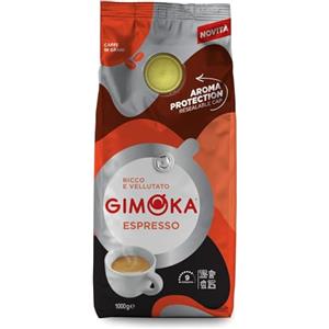 Gimoka, Miscela Espresso, Intensità 9/13, Confezione da 1 Kg, con tappo richiudibile salva aroma, Caffè in grani, Ricco e Vellutato, Note di Cioccolato e Frutta Secca