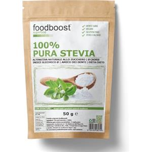 foodboost Stevia 50 g foodboost, sostituto dello zucchero, 0kcal - 100% Puro, dolcifica 300 vole più dello zucchero, adatto per diabetici e diete ipocaloriche o bilanciate