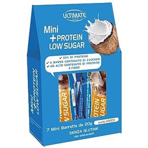 Ultimate Italia - Barretta low sugar proteica al 33% - gusto cocco - 7x20g - senza zuccheri, poche calorie, senza glutine